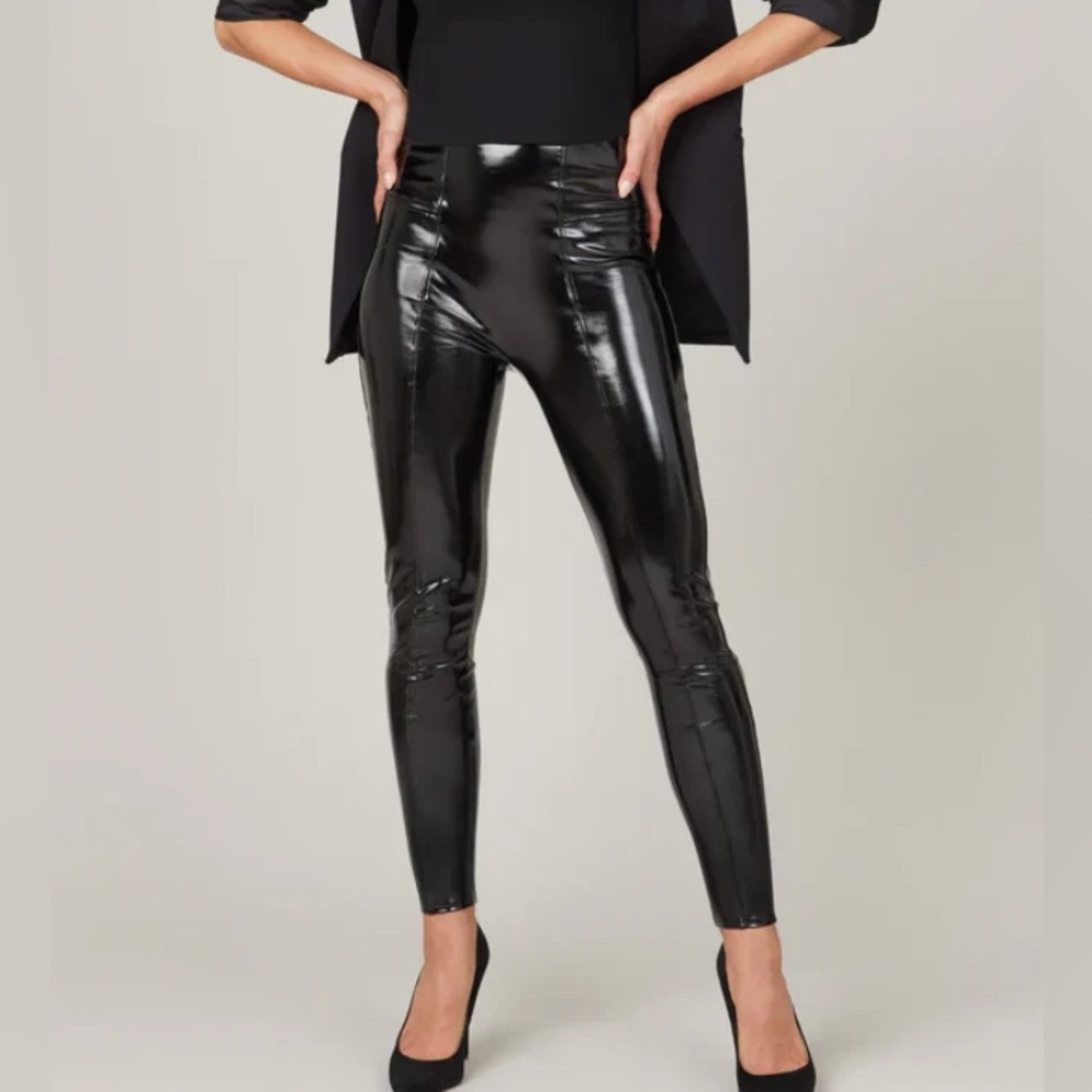 SPANX Shiny Black Faux Leather Leggings